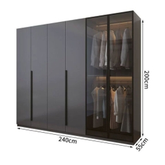 Tủ Quần Áo Gỗ MDF Cánh Kính Kết Hợp Bàn Trang Điểm Hiện Đại 200x50x240cm 242