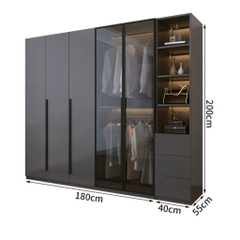 Tủ Quần Áo Gỗ MDF Cánh Kính Kết Hợp Bàn Trang Điểm Hiện Đại 200x50x240cm 242