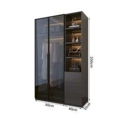 Tủ Quần Áo Gỗ MDF Cánh Kính Kết Hợp Bàn Trang Điểm Hiện Đại 200x50x240cm 242