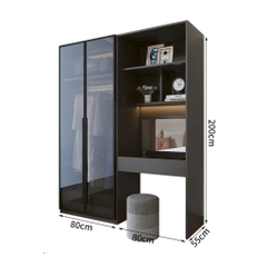 Tủ Quần Áo Gỗ MDF Cánh Kính Kết Hợp Bàn Trang Điểm Hiện Đại 200x50x240cm 242