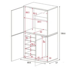 Tủ quần áo gỗ ghép ngăn thiết kế 4 cánh mở dài 90cm GHC-51476