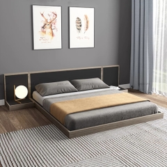 Giường Ngủ Bệt Xám Phối Đen Kèm Tab Đầu Giường Yapi-520