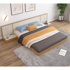 Giường Ngủ Bệt Xám Phối Đen Kèm Tab Đầu Giường Yapi-520