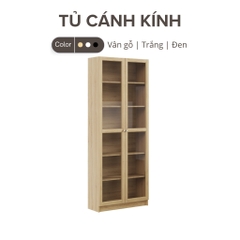 Tủ Cánh Kính 6 Tầng Tích Hợp Đèn LED Decor Phòng Làm Việc, Phòng Khách Yapi-620