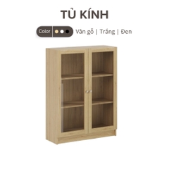 Tủ Cánh Kính 3 Tầng Kích thước 80cm x 30cm x 106cm Decor Phòng Làm Việc, Phòng Khách Yapi-627