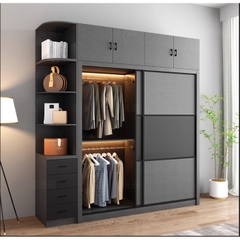 Tủ Quần Áo Cửa Lùa Phong Cách Bắc Âu Kích thước 200x60x240cm (DxRxC) Bằng Gỗ MDF - Yapi-217