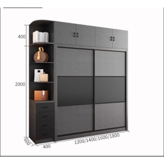 Tủ Quần Áo Cửa Lùa Phong Cách Bắc Âu Kích thước 200x60x240cm (DxRxC) Bằng Gỗ MDF - Yapi-217