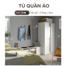 Combo Tủ Quần Áo Có Gương Kết Hợp Tủ Lưu Trữ Đa Năng Kích Thước 251x57x200 cm Bằng Gỗ Công Nghiệp Yapi-230