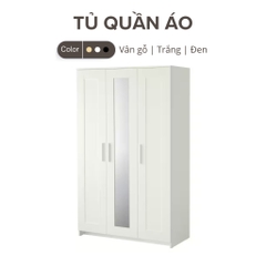 Tủ Áo Có Gương 3 Cánh Mở Phong Cách Bắc Âu Bằng Gỗ Công Nghiệp Yapi-227