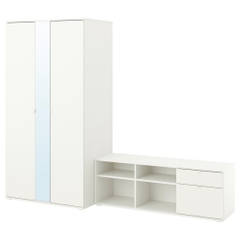 Combo Tủ Quần Áo Có Gương Kết Hợp Tủ Lưu Trữ Đa Năng Kích Thước 251x57x200 cm Bằng Gỗ Công Nghiệp Yapi-230