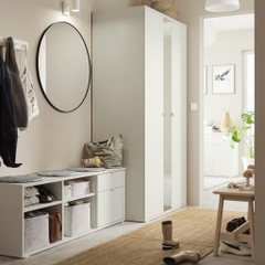Combo Tủ Quần Áo Có Gương Kết Hợp Tủ Lưu Trữ Đa Năng Kích Thước 251x57x200 cm Bằng Gỗ Công Nghiệp Yapi-230