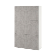 Tủ Để Đồ Gỗ MDF 120x42x193cm Phủ Melamine - Màu Bê Tông Hiện Đại Yapi-168