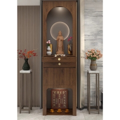 Tủ thờ gỗ đẹp dáng cao tích hợp đèn LED Yapi-1201 60x40x240cm