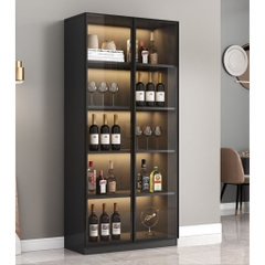 Tủ Rượu Gỗ MDF Cánh Kính Tích Hợp Đèn LED 160x40x200cm Yapi TK001