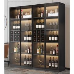 Tủ Rượu Gỗ MDF Cánh Kính Tích Hợp Đèn LED 160x40x200cm Yapi TK001