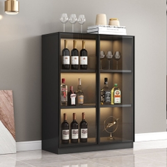 Tủ Rượu Gỗ MDF Cánh Kính Tích Hợp Đèn LED 160x40x200cm Yapi TK001