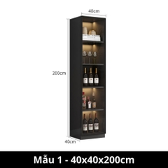 Tủ Rượu Gỗ MDF Cánh Kính Tích Hợp Đèn LED 160x40x200cm Yapi TK001