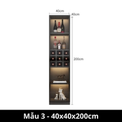 Tủ Rượu Gỗ MDF Cánh Kính Tích Hợp Đèn LED 160x40x200cm Yapi TK001