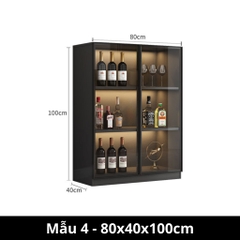 Tủ Rượu Gỗ MDF Cánh Kính Tích Hợp Đèn LED 160x40x200cm Yapi TK001
