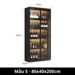Tủ Rượu Gỗ MDF Cánh Kính Tích Hợp Đèn LED 160x40x200cm Yapi TK001