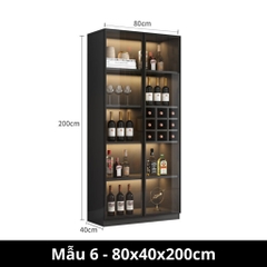 Tủ Rượu Gỗ MDF Cánh Kính Tích Hợp Đèn LED 160x40x200cm Yapi TK001