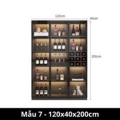 Tủ Rượu Gỗ MDF Cánh Kính Tích Hợp Đèn LED 160x40x200cm Yapi TK001