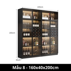 Tủ Rượu Gỗ MDF Cánh Kính Tích Hợp Đèn LED 160x40x200cm Yapi TK001