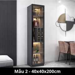 Tủ Rượu Cánh Kính Cường Lực Khung Nhôm Tích Hợp Đèn LED 80x40x200cm Yapi TK002