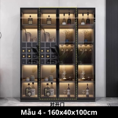 Tủ Rượu Cánh Kính Cường Lực Khung Nhôm Tích Hợp Đèn LED 80x40x200cm Yapi TK002