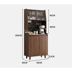 Tủ bếp đa năng để bát đĩa, lò vi sóng 160x40x184 cm Yapi-TB001