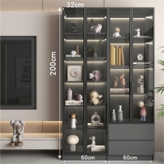 Tủ Trưng Bày Cánh Kính Tích Hợp Đèn LED 60x32x200cm Yapi TK003 Trang Trí Phòng Khách