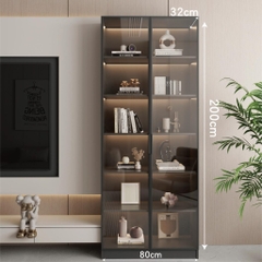 Tủ Trưng Bày Cánh Kính Tích Hợp Đèn LED 60x32x200cm Yapi TK003 Trang Trí Phòng Khách