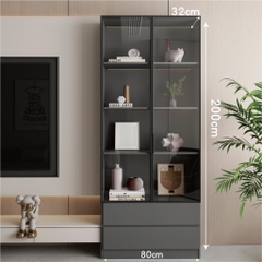 Tủ Trưng Bày Cánh Kính Tích Hợp Đèn LED 60x32x200cm Yapi TK003 Trang Trí Phòng Khách