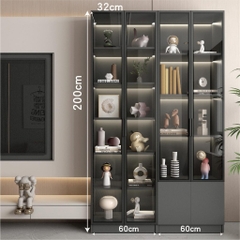 Tủ Trưng Bày Cánh Kính Tích Hợp Đèn LED 60x32x200cm Yapi TK003 Trang Trí Phòng Khách