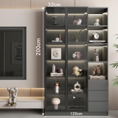 Tủ Trưng Bày Cánh Kính Tích Hợp Đèn LED 60x32x200cm Yapi TK003 Trang Trí Phòng Khách