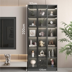 Tủ Trưng Bày Cánh Kính Tích Hợp Đèn LED 60x32x200cm Yapi TK003 Trang Trí Phòng Khách