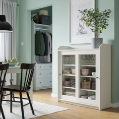 Tủ lưu trữ cánh kính 105x36x116cm Yapi-165 trang trí phòng khách, phòng bếp