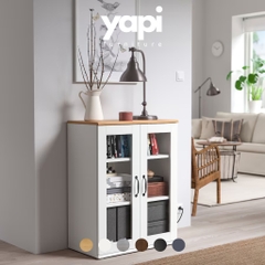 Tủ lưu trữ cánh kính 70x37x90cm Yapi-166 trang trí phòng khách, phòng bếp