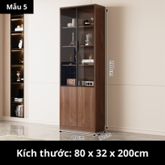 Tủ Sách Cánh Kính 160x32x200cm Yapi TK004 Trang Trí Phòng Khách, Phòng Làm Việc