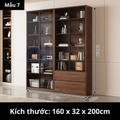Tủ Sách Cánh Kính 160x32x200cm Yapi TK004 Trang Trí Phòng Khách, Phòng Làm Việc