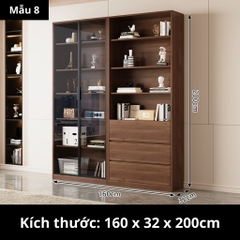 Tủ Sách Cánh Kính 160x32x200cm Yapi TK004 Trang Trí Phòng Khách, Phòng Làm Việc