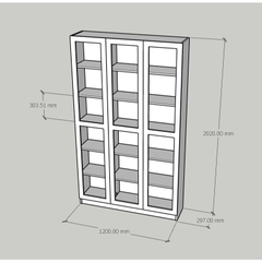 Tủ Kính 6 Tầng Kích thước 120x30x200cm Decor Phòng Làm Việc, Phòng Khách Yapi-623
