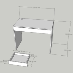 Bàn làm việc, bàn học 2 ngăn kéo 100x55x76cm thiết kế tối giản Yapi-415