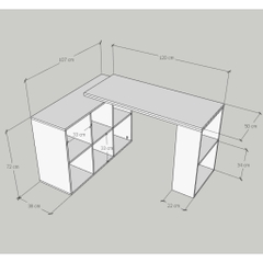 Bàn làm việc, bàn học kèm kệ sách thiết kế hiện đại 120x50x75cm Yapi-416