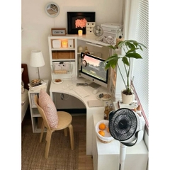 Bàn Góc, Bàn Học Bàn Làm Việc Đa Năng 100x100x142cm Có Kệ Để Đồ Siêu Tiện Dụng Yapi-418