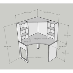 Bàn Góc, Bàn Học Bàn Làm Việc Đa Năng 100x100x142cm Có Kệ Để Đồ Siêu Tiện Dụng Yapi-418
