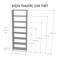 Kệ sách 5 6 7 tầng rộng 80cm gỗ MDF xịn dễ dàng lắp đặt tại nhà YAPI-600
