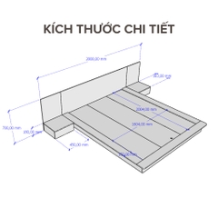 Giường bệt kèm tab đầu giường ngăn kéo LẮP RÁP TẬN NHÀ Yapi -505 của Yapi