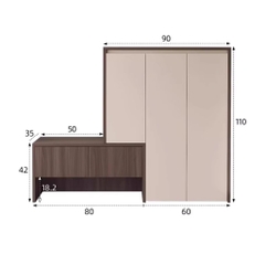 Tủ Giày Có Ghế Ngồi Kích Thước 140x35x110cm LẮP SẴN Yapi-317
