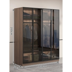 Tủ Quần Áo Cánh Kính Cường Lực Khung Nhôm Sâu 60cm LẮP ĐẶT TẬN NHÀ Yapi-234